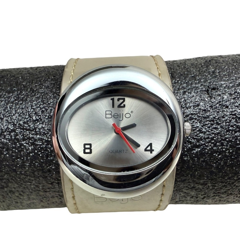 Beijo Womens Quartz Watch Silver Dial Wide Adjustable Cuff Fashion Wristwatch